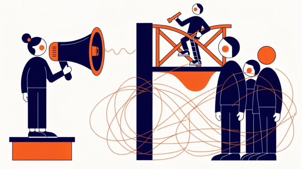 Marketing message blocked by a wall of noise, illustrating barriers to effective marketing communication