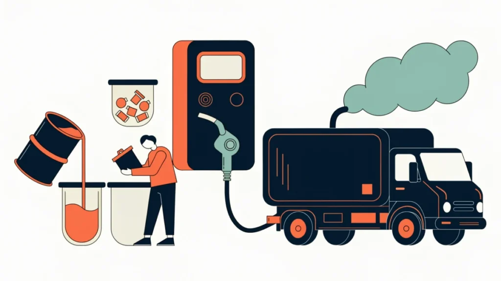 Truck refuelling with biodiesel made from recycled cooking oil