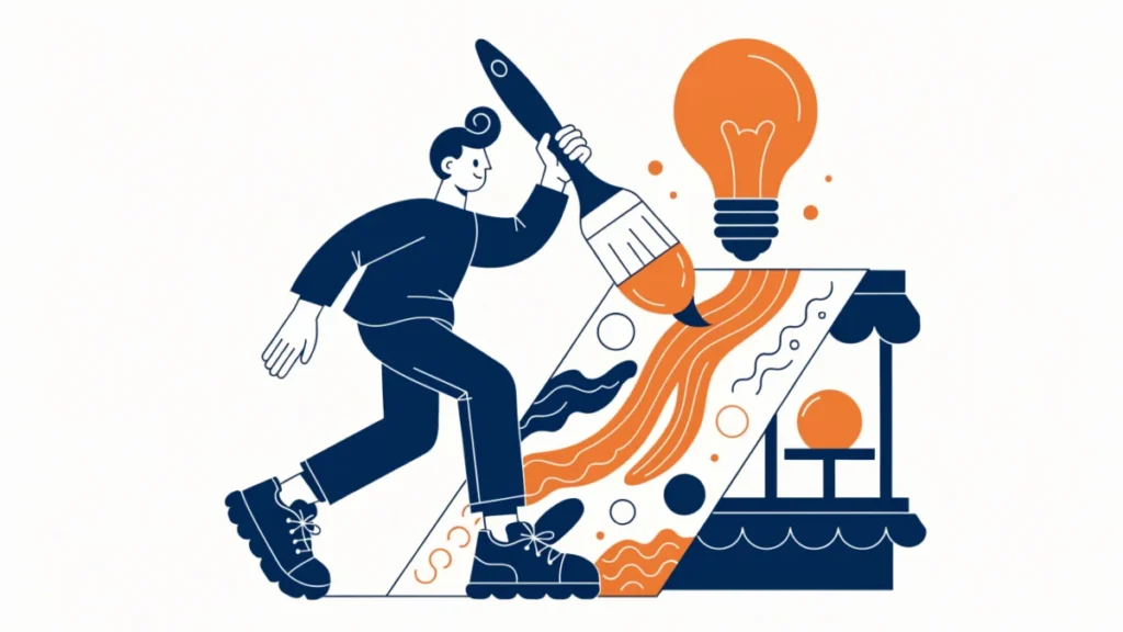 Entrepreneur painting new product ideas that become a shop window