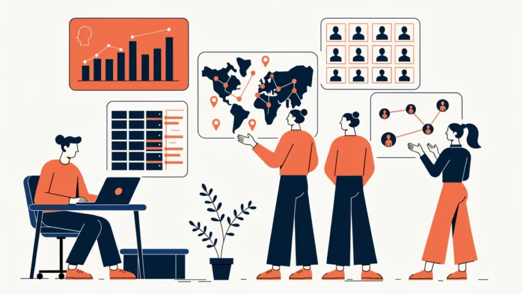 Sales command centre with forecasts, budgets and territory maps, illustrating sales management functions