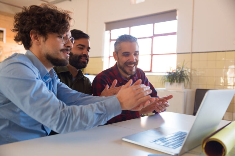 Team taking part in an online training session