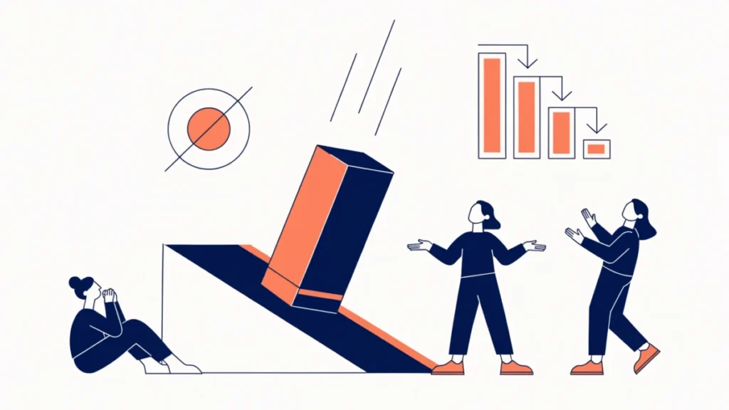 New product box falling off a launch ramp, illustrating causes of new product failure