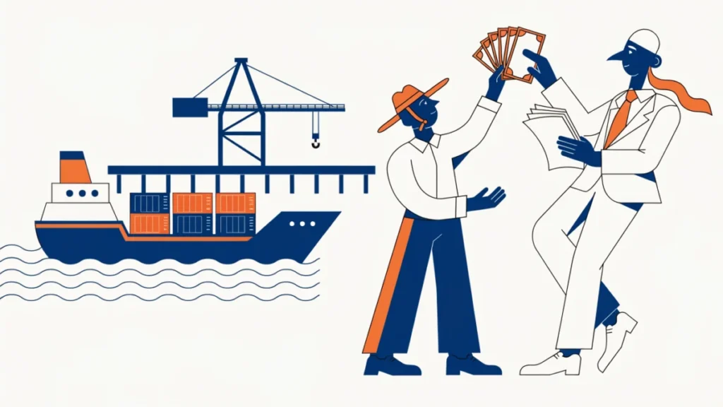 Ship departing while an exporter receives payment against shipping documents