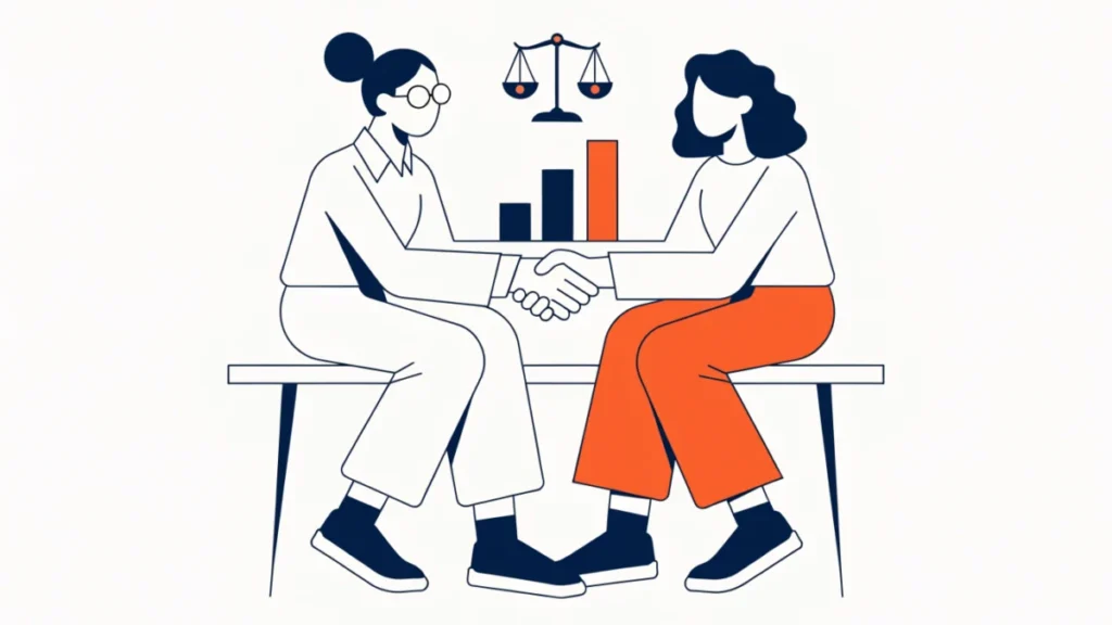 Manager and salesperson agreeing a fair target together, illustrating sales quota principles