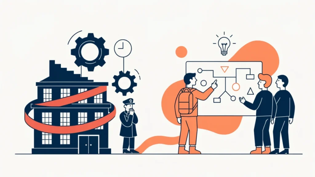 Government factory slowed by red tape illustrating problems of public sector enterprises