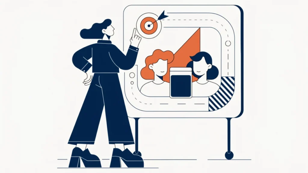 Product manager at a roadmap board with personas and a target