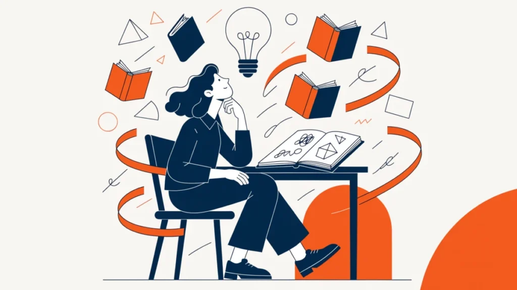 Creative person in a studio surrounded by sketches and ideas, illustrating qualities of a creative person