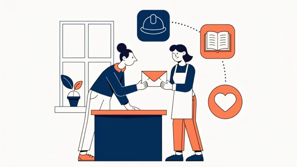 Employer giving fair pay in a safe workplace, illustrating responsibility towards employees