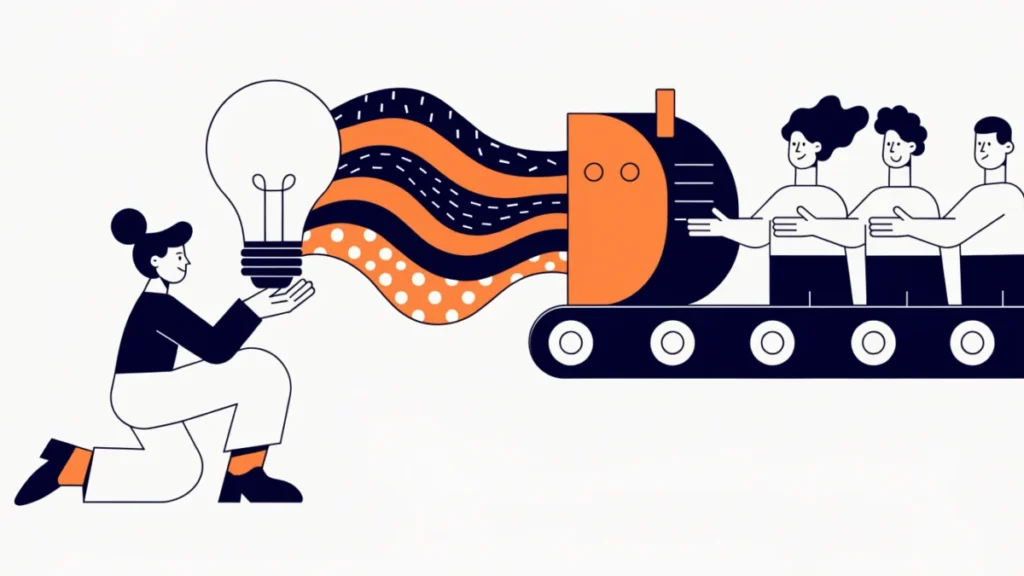 Entrepreneur turning ideas into a product for customers, illustrating creativity and innovation in entrepreneurship