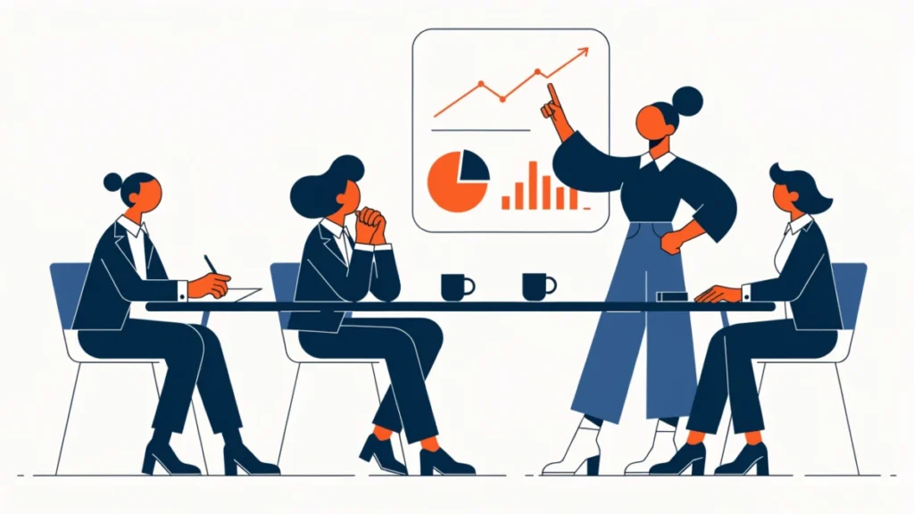 Economist presenting forecasts to company directors, illustrating the role of a managerial economist