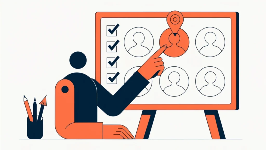Marketer evaluating customer segments and pinning one as the target