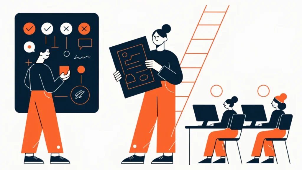 Training manager between a strategy board and a class of employees