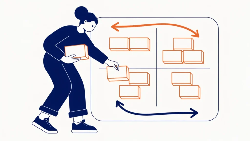 Product manager arranging products on a growth matrix board